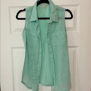 Sonoma Mint Green Sleeveless Button-Down Shirt